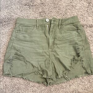American Eagle, outfitters jean shorts Olive Green Distressed Women Shorts